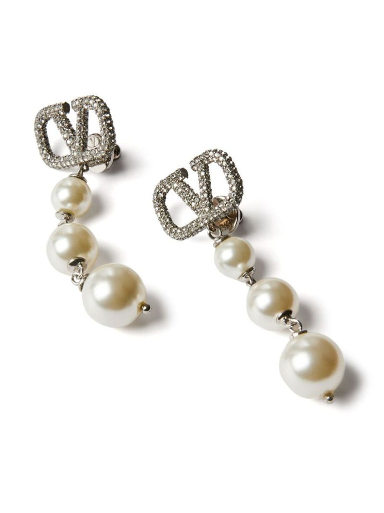 Silver-tone Vlogo Signature Drop Earrings