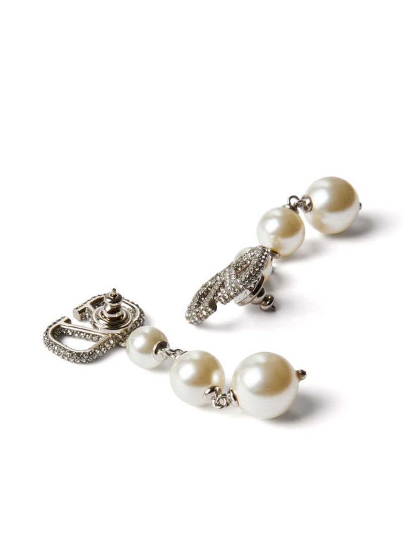 Silver-tone Vlogo Signature Drop Earrings