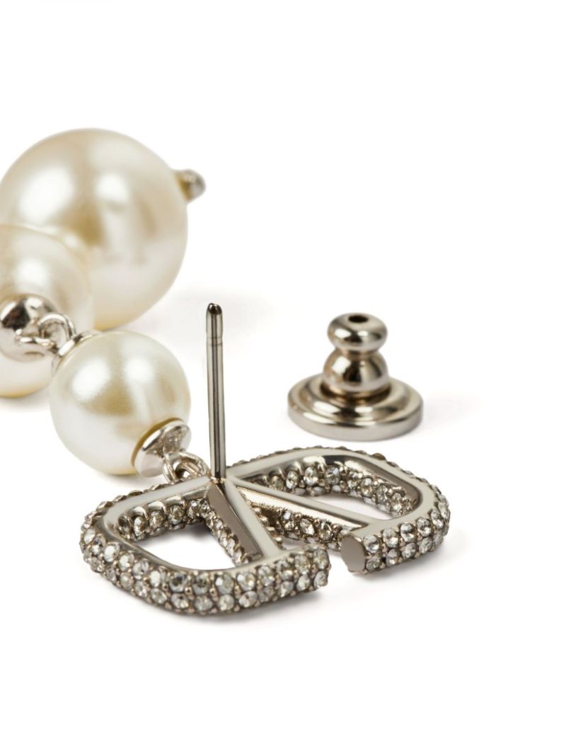 Silver-tone Vlogo Signature Drop Earrings