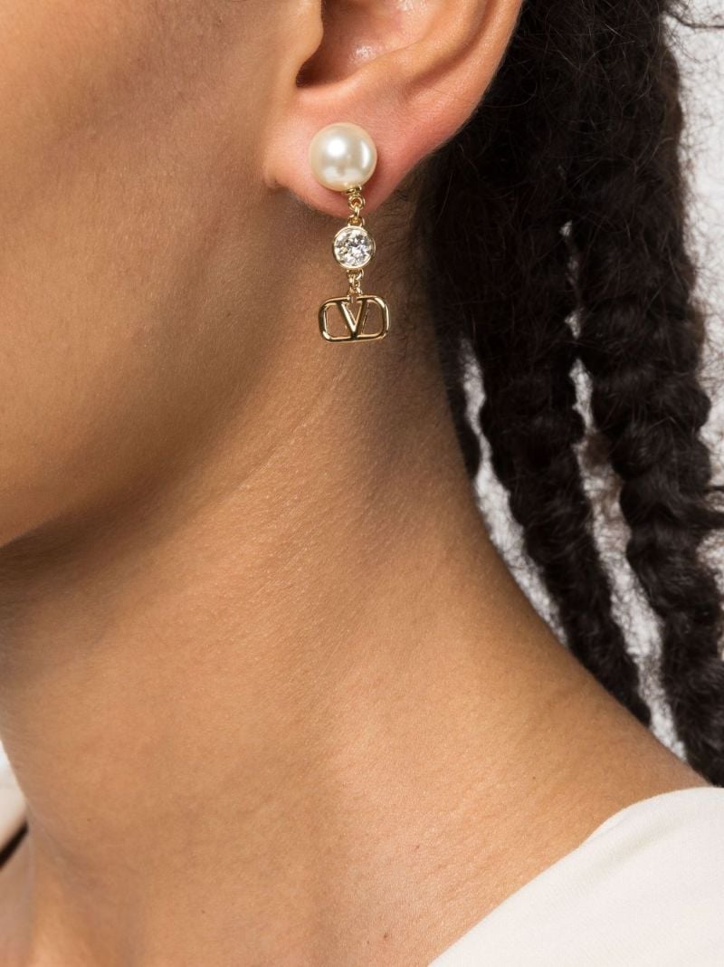 Gold-tone Vlogo Signature Drop Earrings