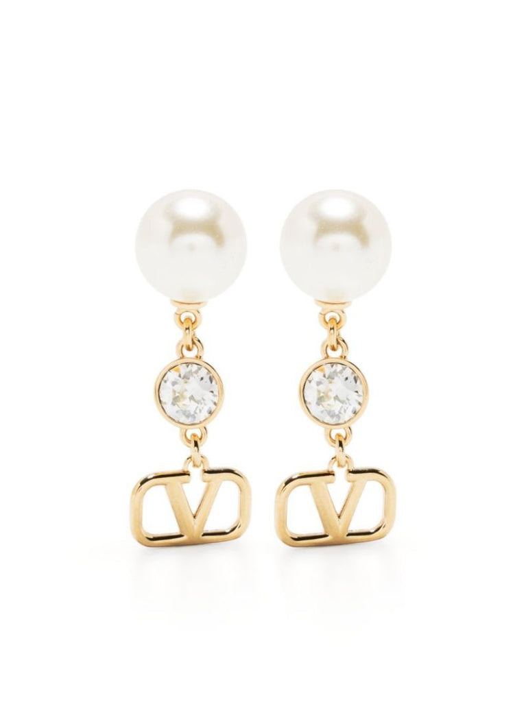 Gold-tone Vlogo Signature Drop Earrings
