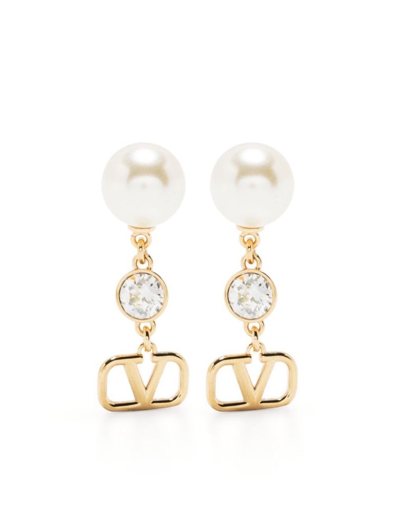 Gold-tone Vlogo Signature Drop Earrings