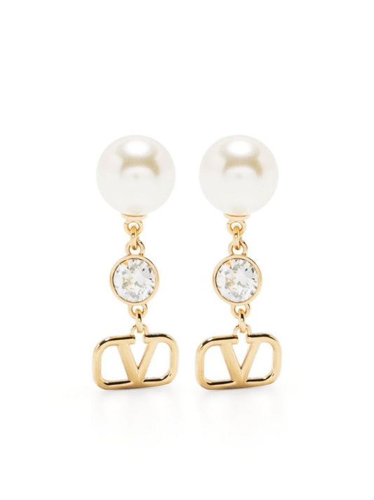 Gold-tone Vlogo Signature Drop Earrings