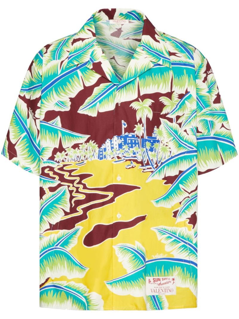 X Sun Surf Blue Printed Cotton Shirt
