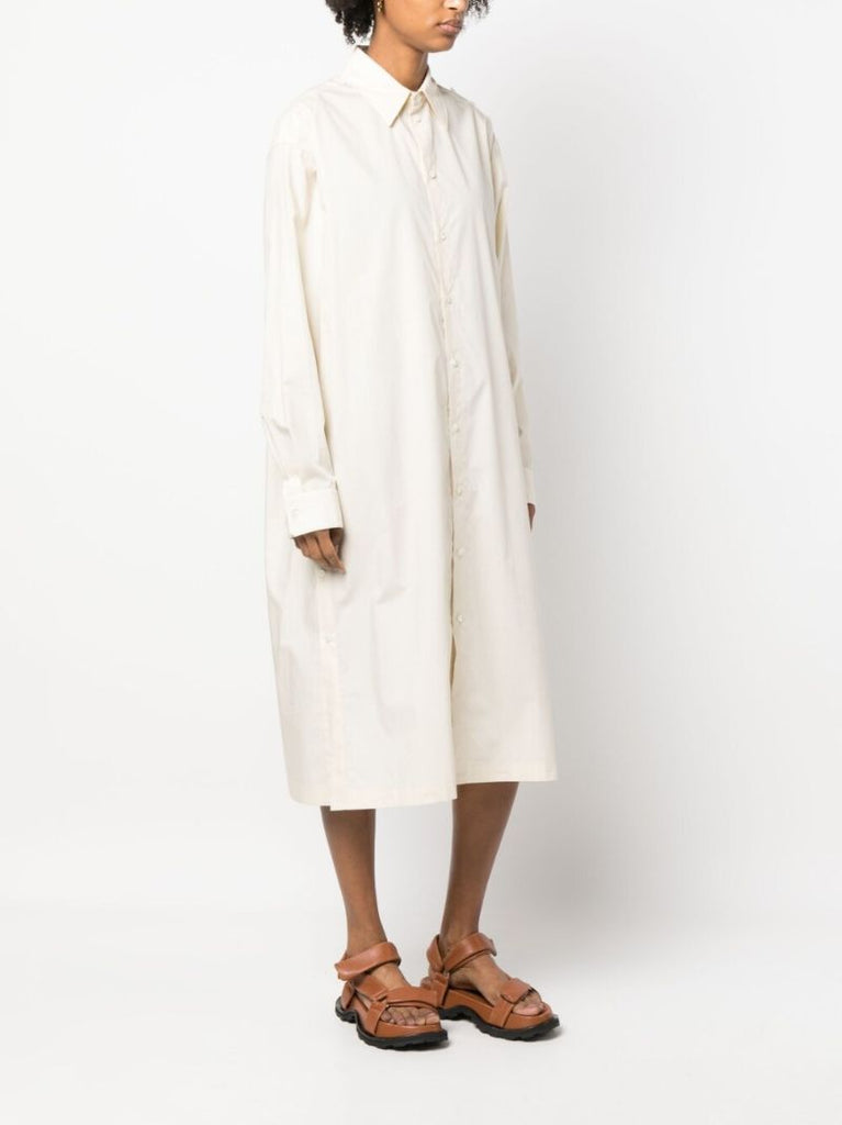 Neutral Cotton Shirt Dress