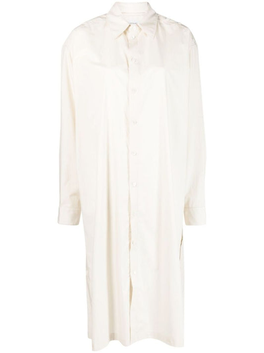 Neutral Cotton Shirt Dress