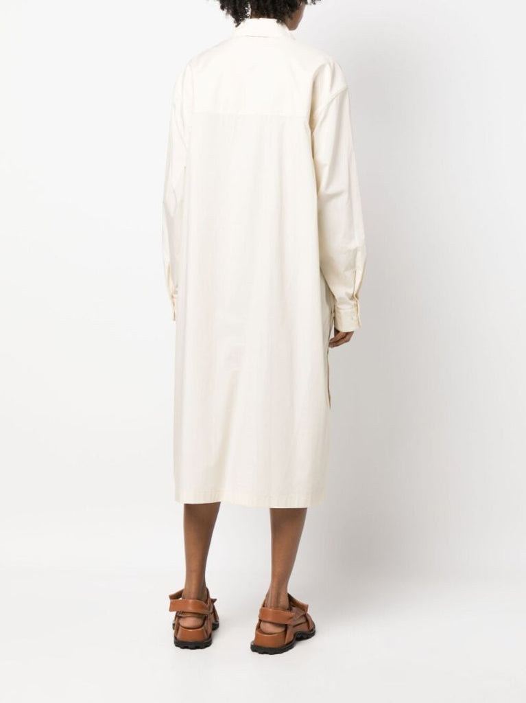 Neutral Cotton Shirt Dress