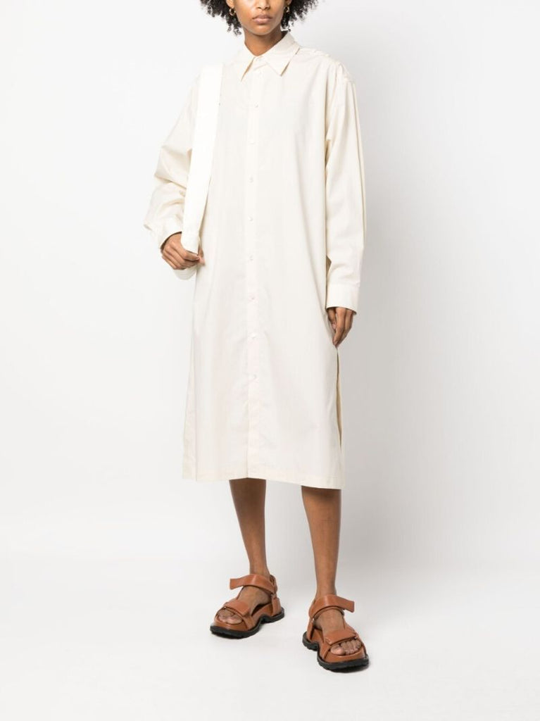 Neutral Cotton Shirt Dress