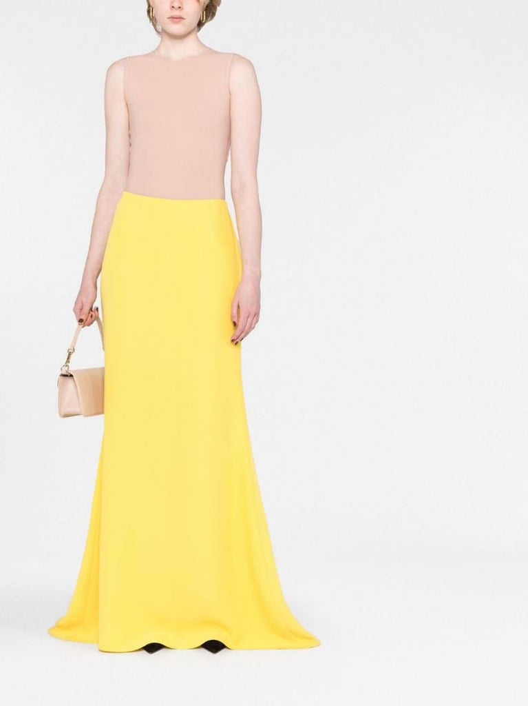 Yellow Silk Floor-length Skirt