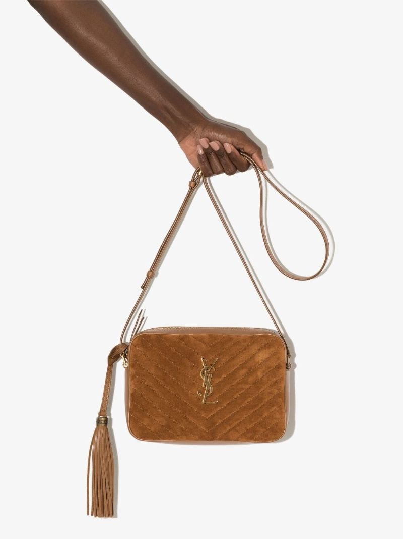 Brown Lou Quilted Suede Camera Bag