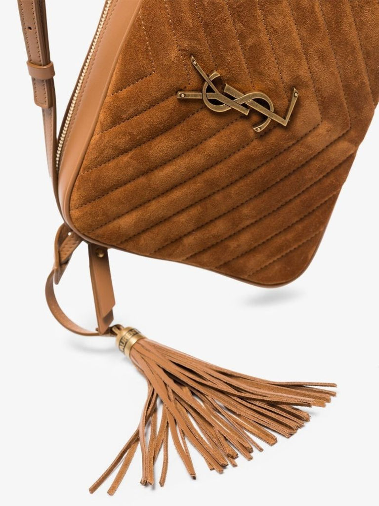 Brown Lou Quilted Suede Camera Bag