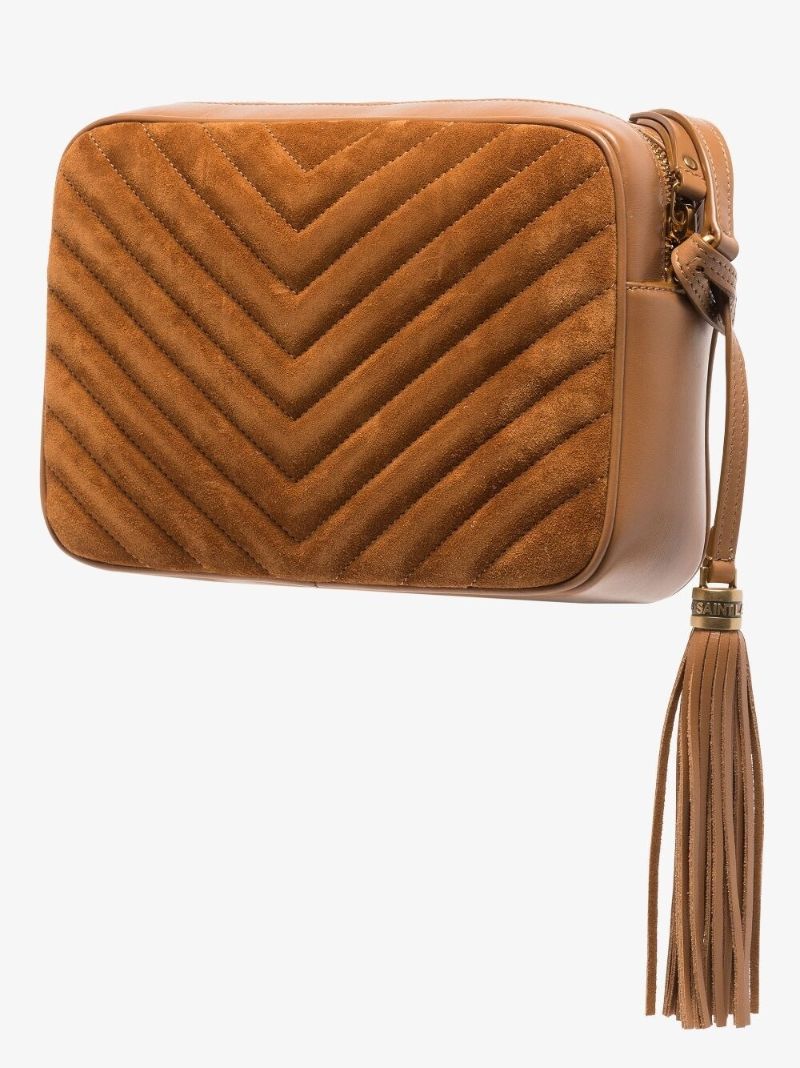 Brown Lou Quilted Suede Camera Bag