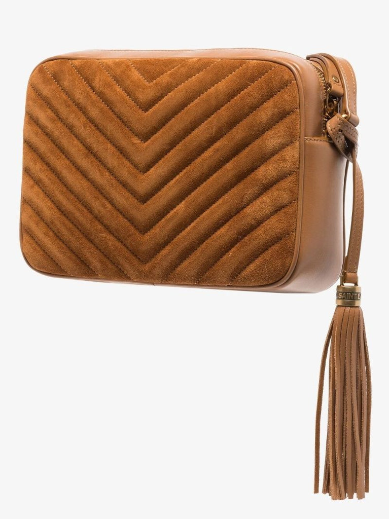 Brown Lou Quilted Suede Camera Bag