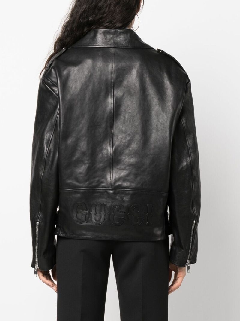 Black Oversized Biker Leather Jacket