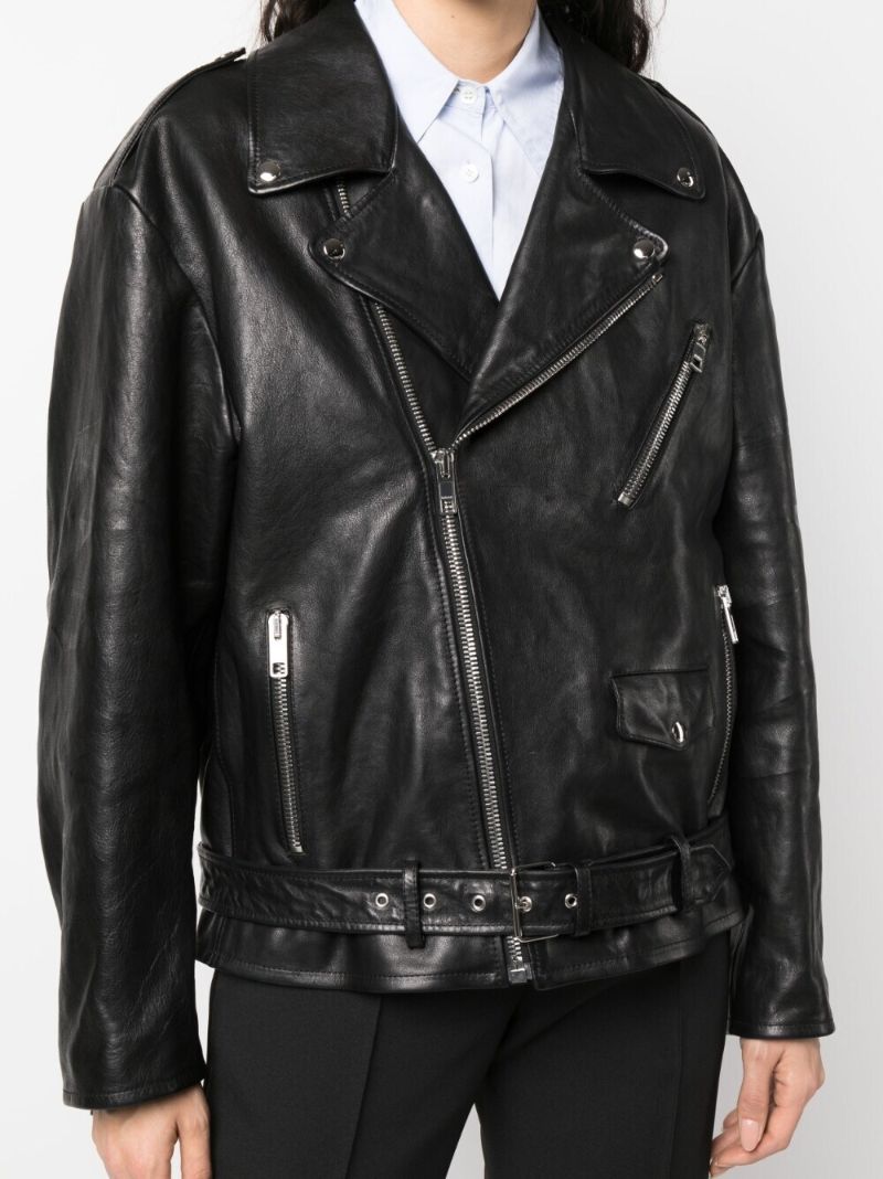 Black Oversized Biker Leather Jacket
