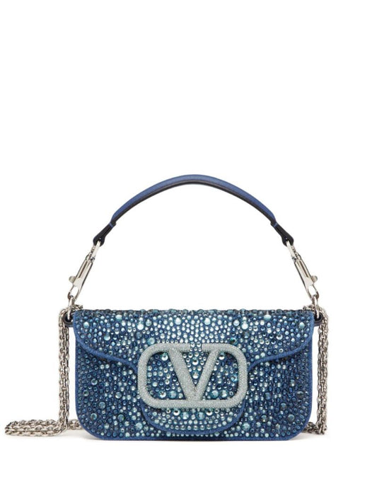 Blue Vlogo Signature Crystal Shoulder Bag
