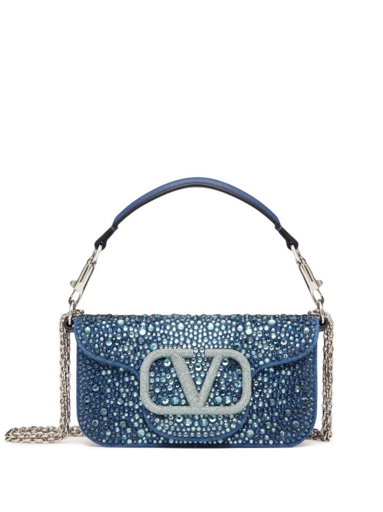 Blue Vlogo Signature Crystal Shoulder Bag
