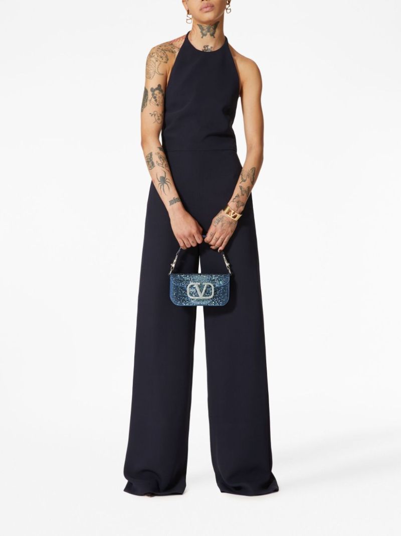 Blue Vlogo Signature Crystal Shoulder Bag