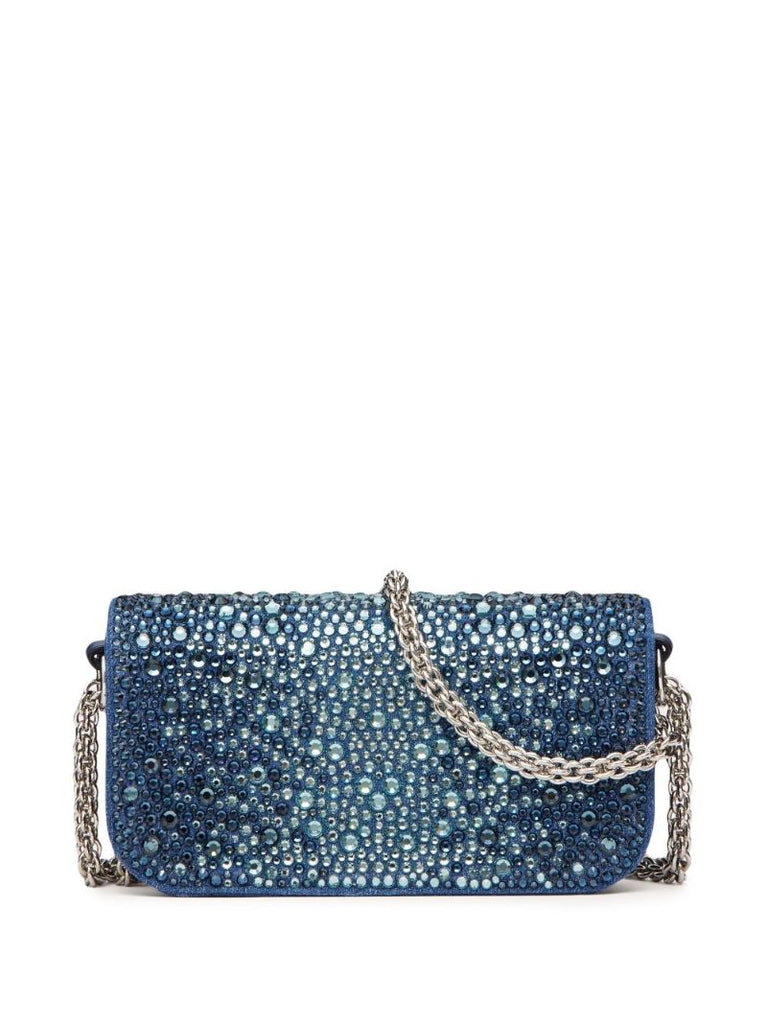Blue Vlogo Signature Crystal Shoulder Bag