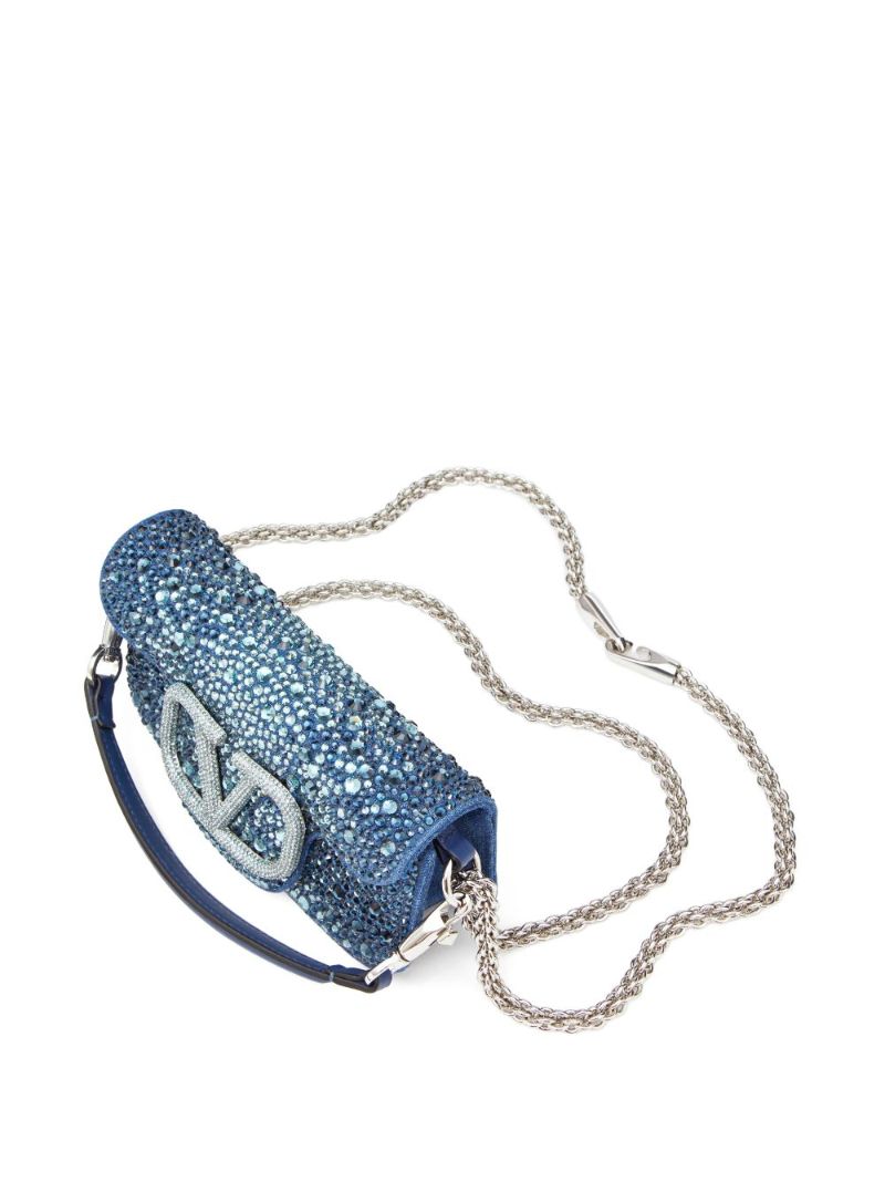 Blue Vlogo Signature Crystal Shoulder Bag