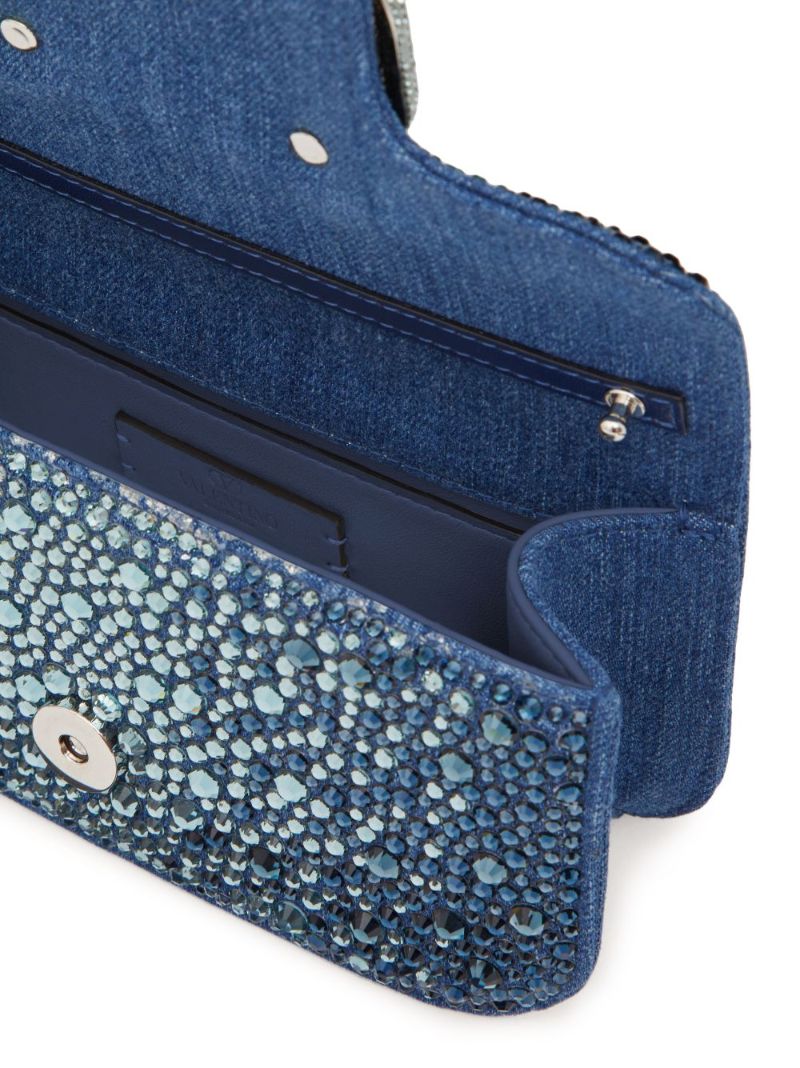 Blue Vlogo Signature Crystal Shoulder Bag