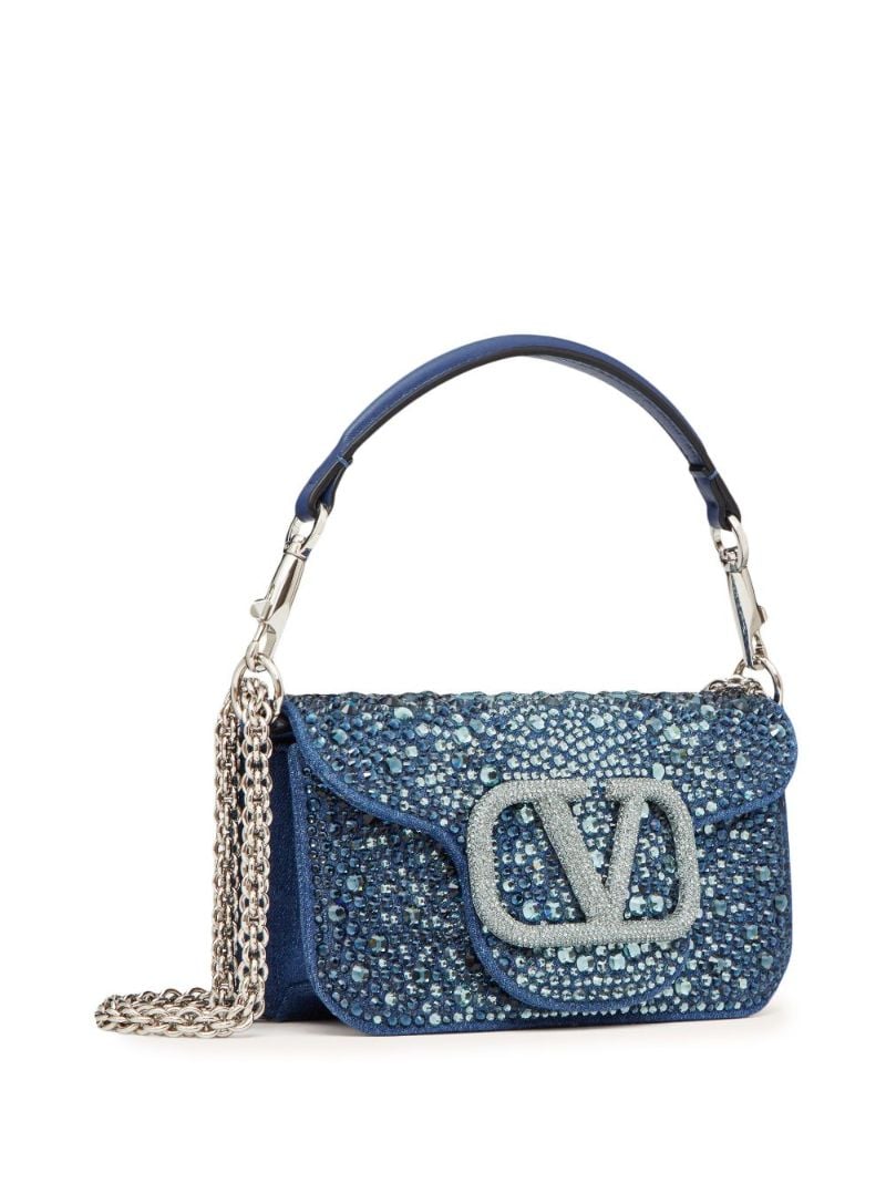 Blue Vlogo Signature Crystal Shoulder Bag