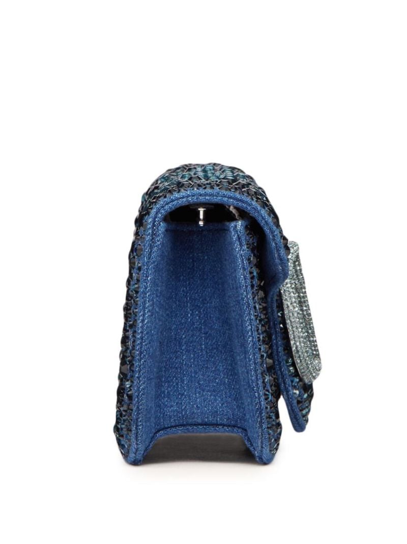 Blue Vlogo Signature Crystal Shoulder Bag