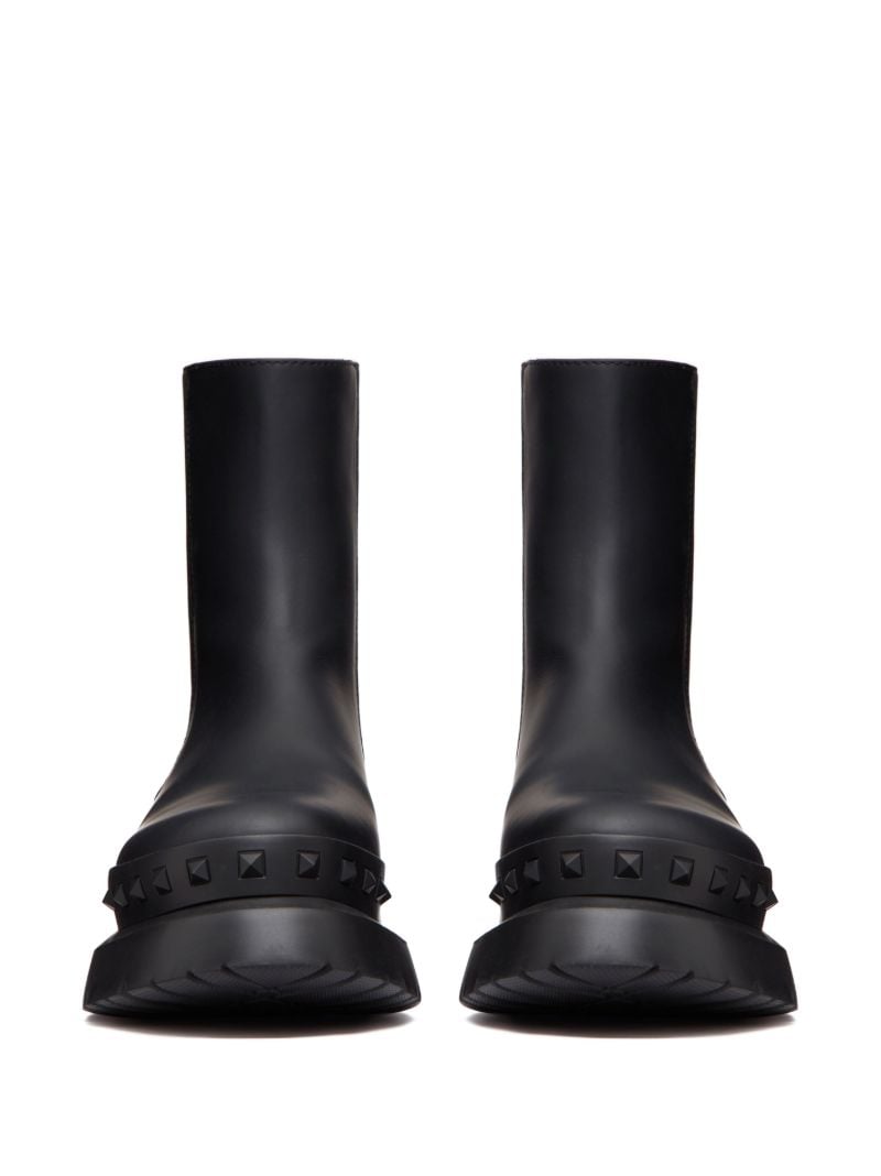 Black M-way Rockstud Leather Ankle Boots