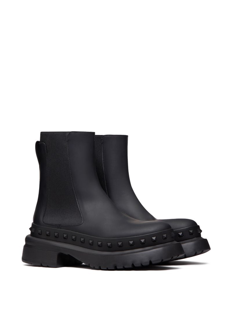 Black M-way Rockstud Leather Ankle Boots