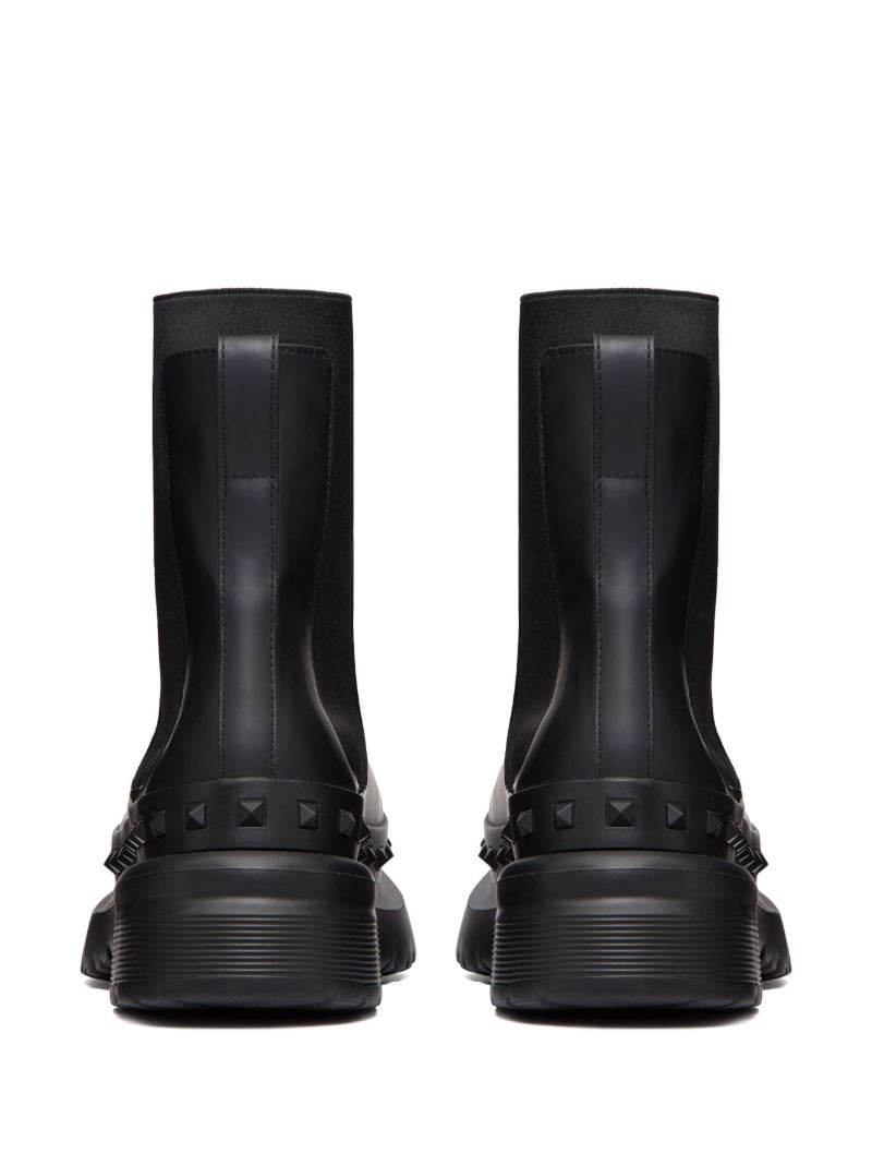 Black M-way Rockstud Leather Ankle Boots