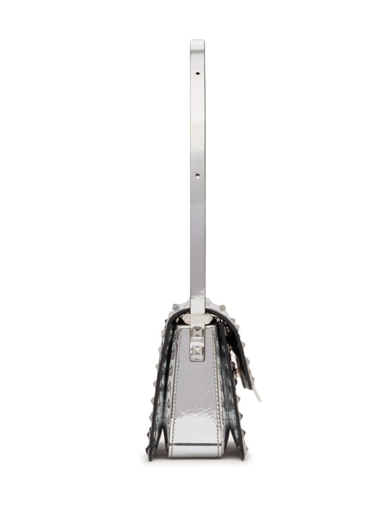 Silver Rockstud23 Leather Shoulder Bag