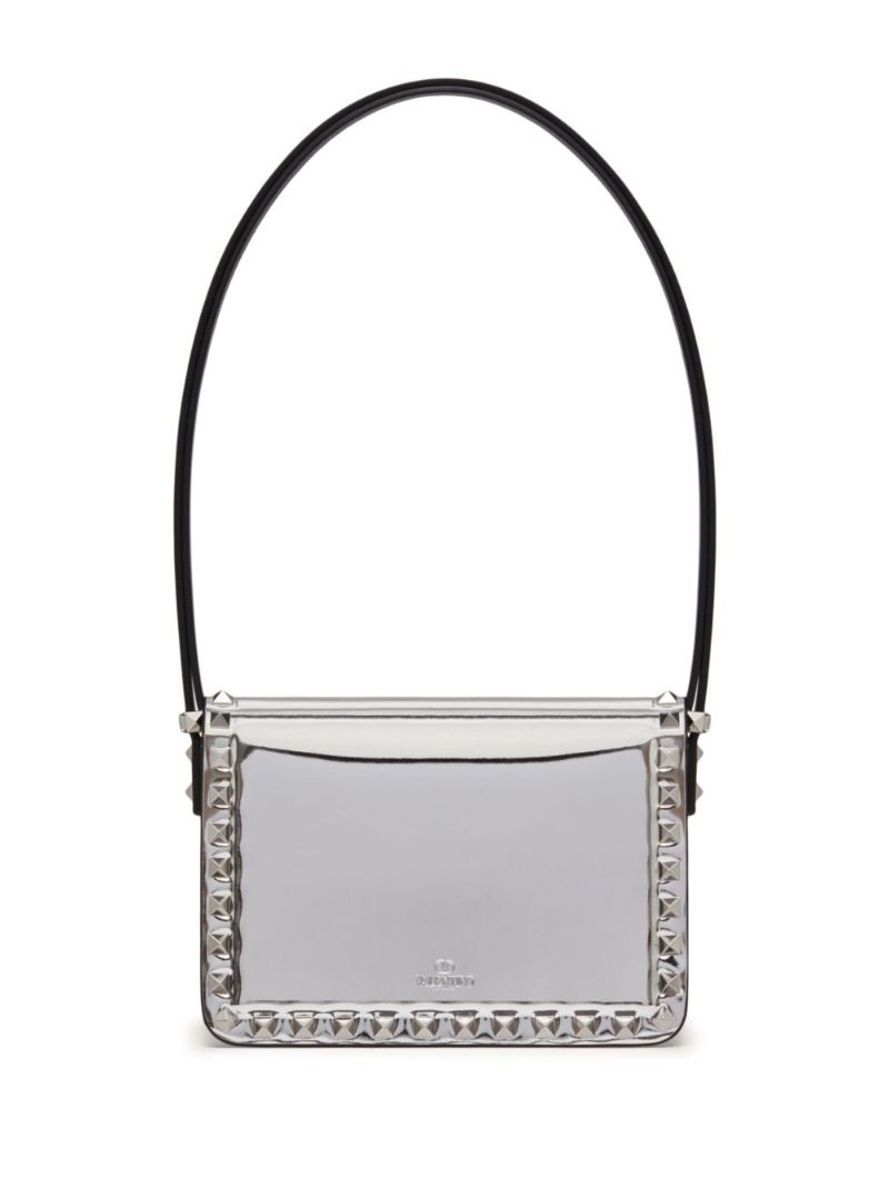 Silver Rockstud23 Leather Shoulder Bag