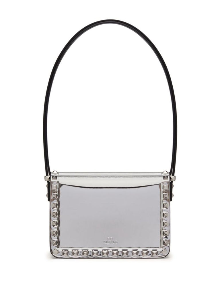 Silver Rockstud23 Leather Shoulder Bag