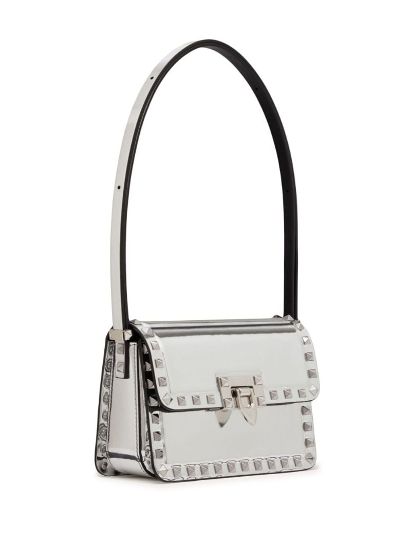 Silver Rockstud23 Leather Shoulder Bag