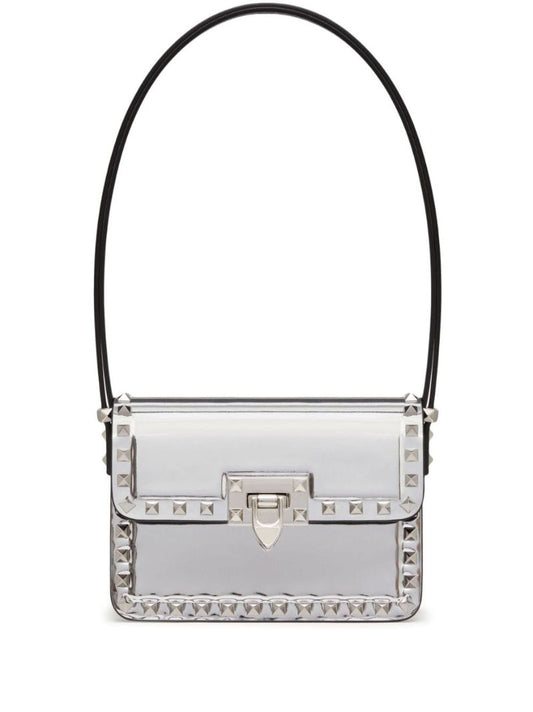 Silver Rockstud23 Leather Shoulder Bag