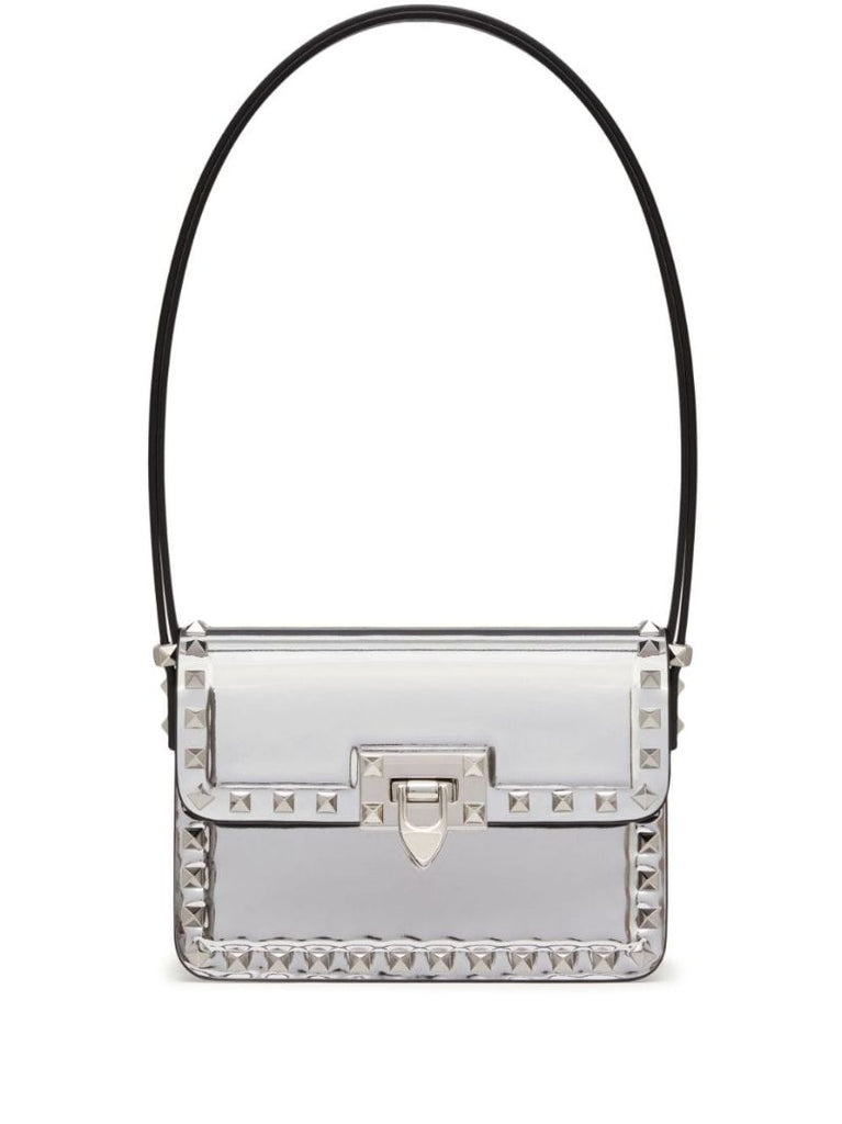 Silver Rockstud23 Leather Shoulder Bag