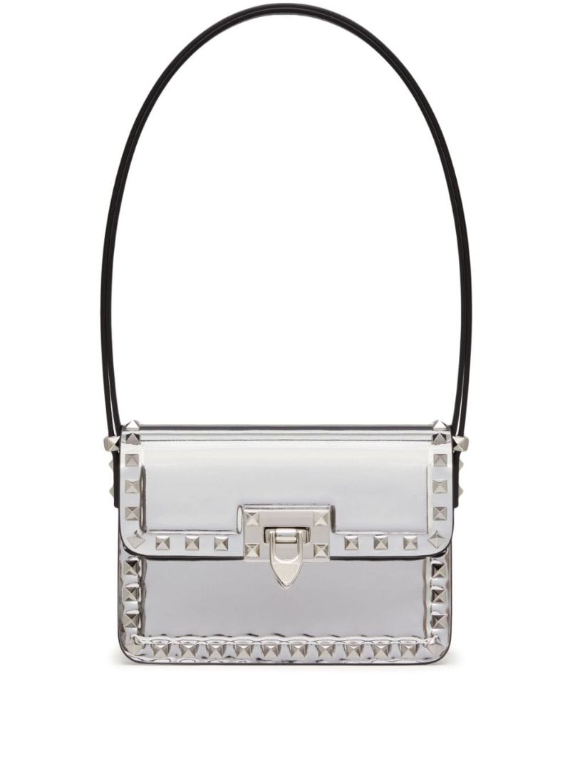 Silver Rockstud23 Leather Shoulder Bag