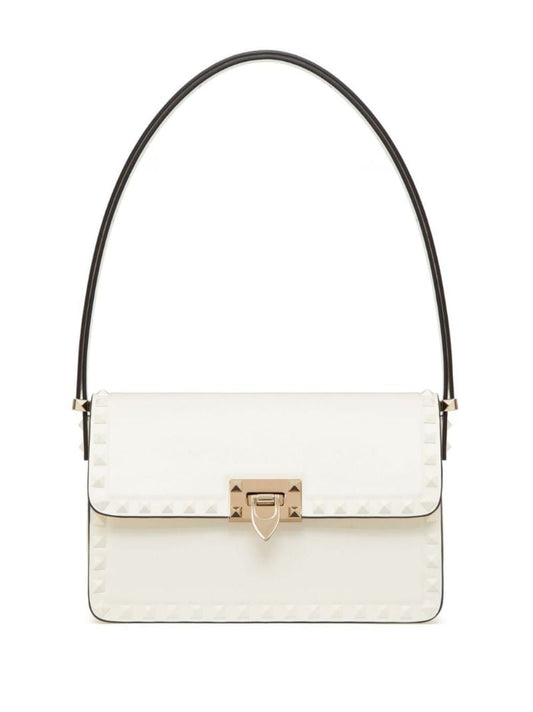 White Rockstud23 Leather Shoulder Bag