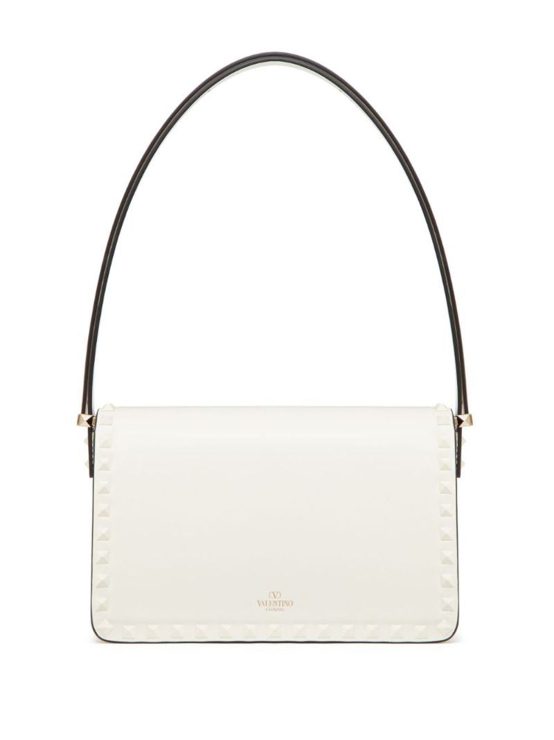 White Rockstud23 Leather Shoulder Bag