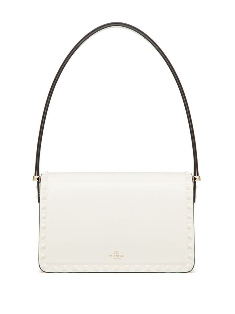 White Rockstud23 Leather Shoulder Bag