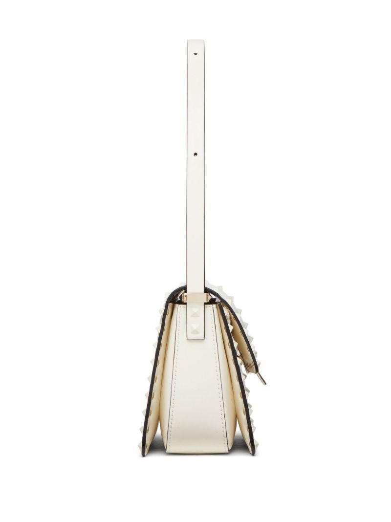 White Rockstud23 Leather Shoulder Bag
