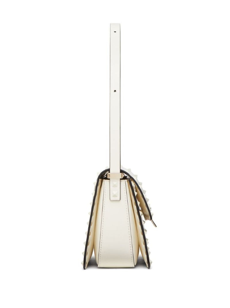 White Rockstud23 Leather Shoulder Bag
