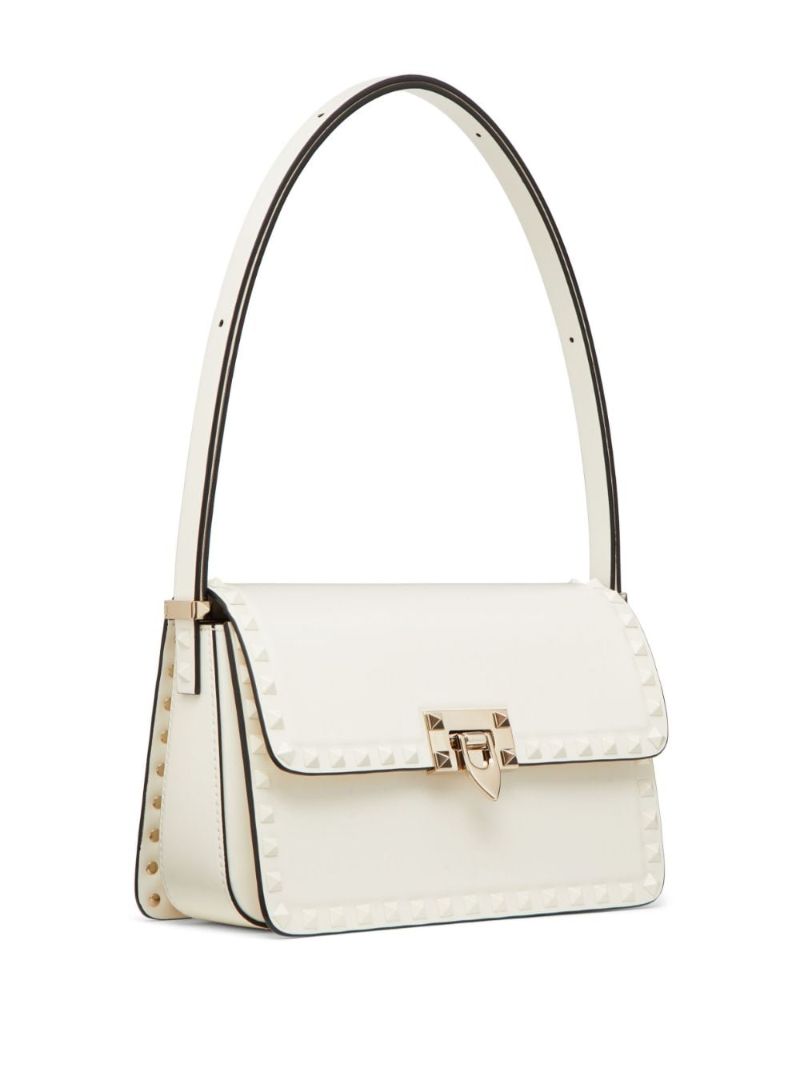 White Rockstud23 Leather Shoulder Bag