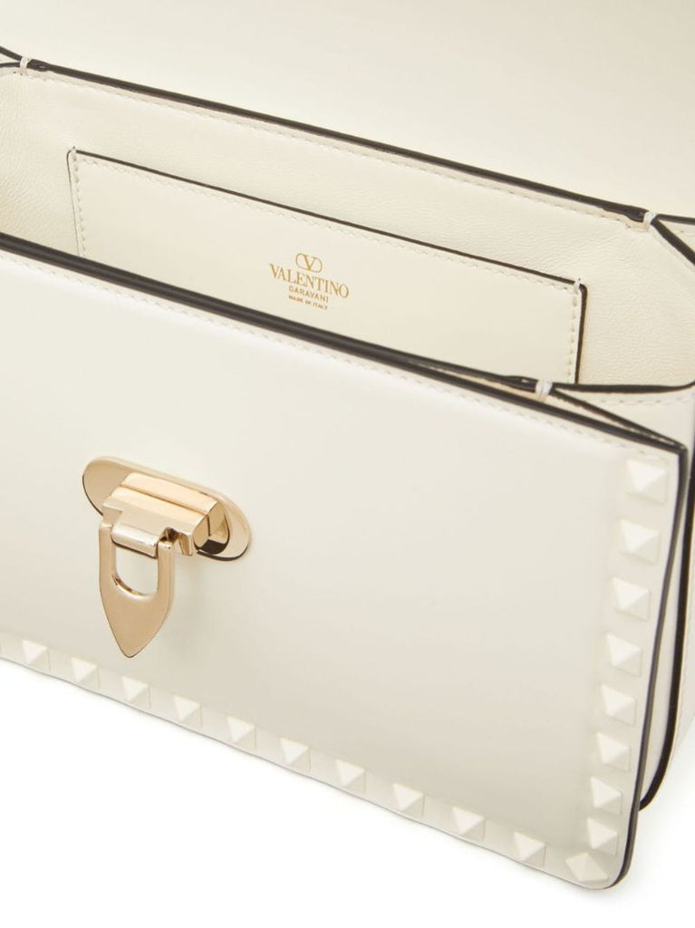 White Rockstud23 Leather Shoulder Bag