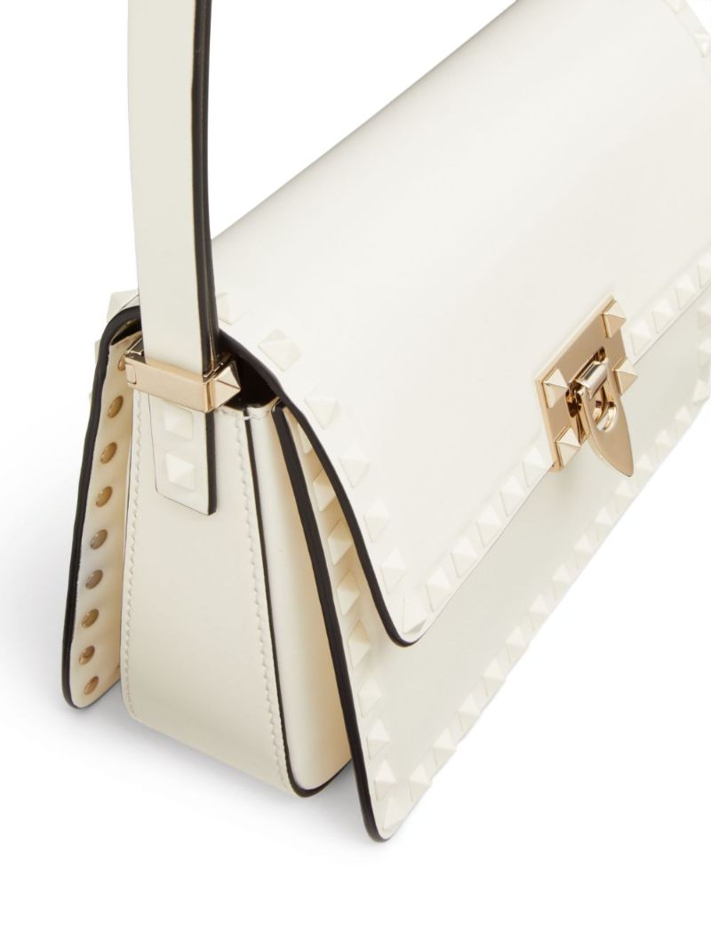 White Rockstud23 Leather Shoulder Bag