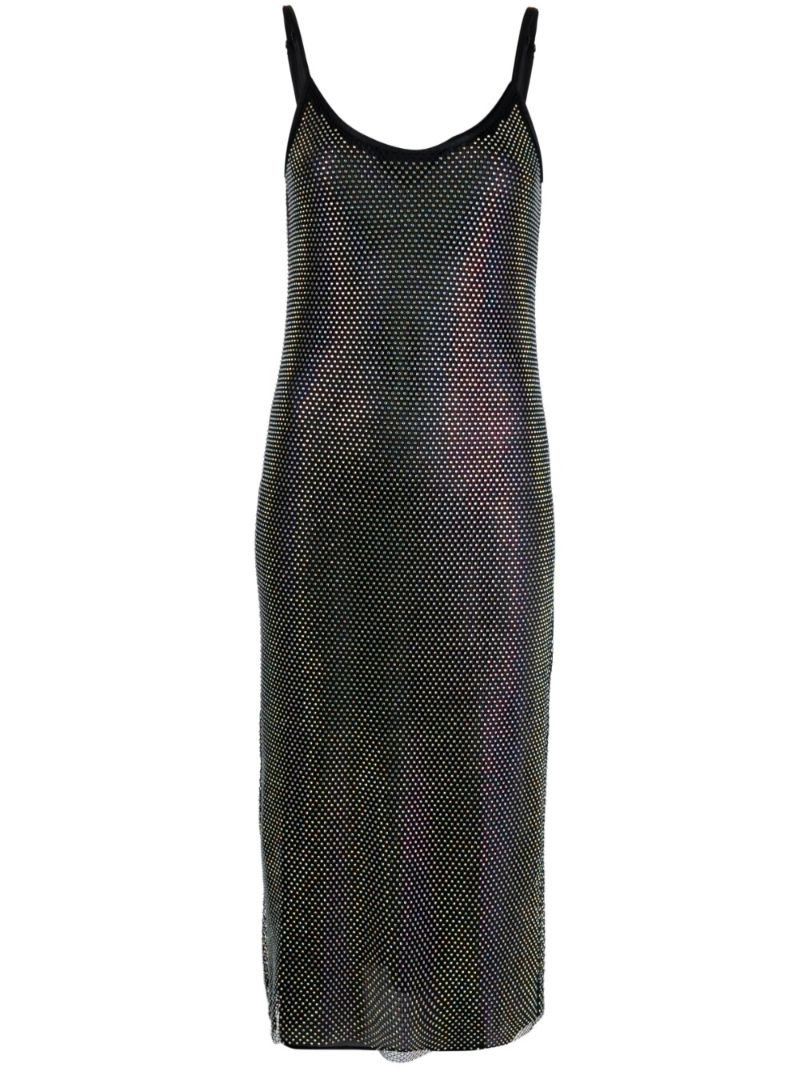 Black Oakley Crystal Slip Midi Dress