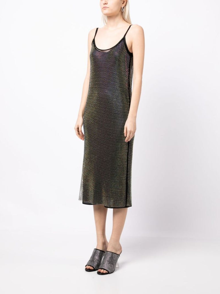 Black Oakley Crystal Slip Midi Dress