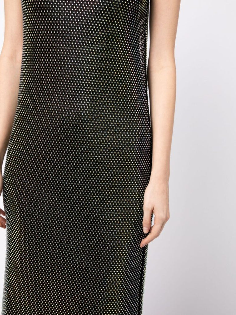 Black Oakley Crystal Slip Midi Dress