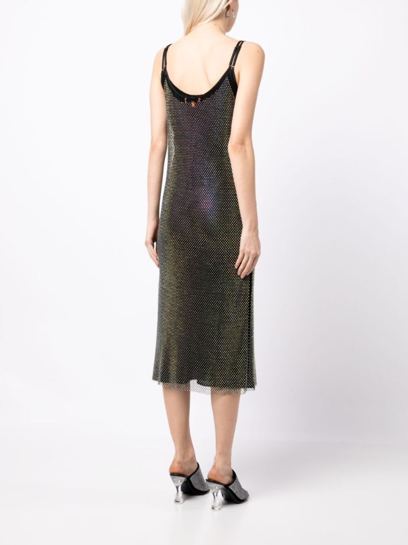 Black Oakley Crystal Slip Midi Dress