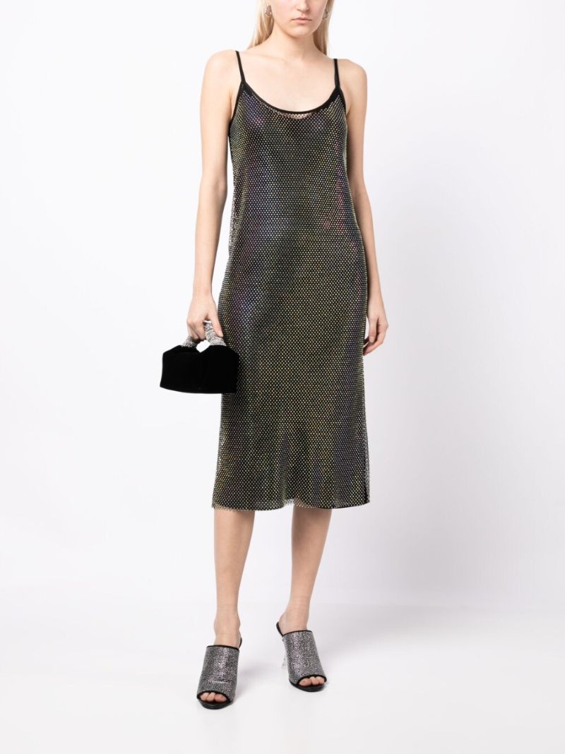 Black Oakley Crystal Slip Midi Dress